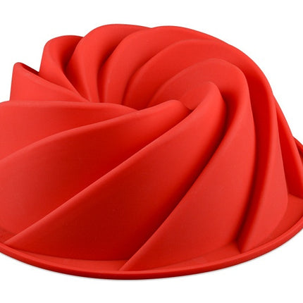 Silicone Spiral Cake Mould – Round Hollow Bakeware | Red, 24.5 × 9 cm