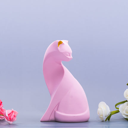 Pink Gold Cat Ornament | Nordic Resin Home Décor