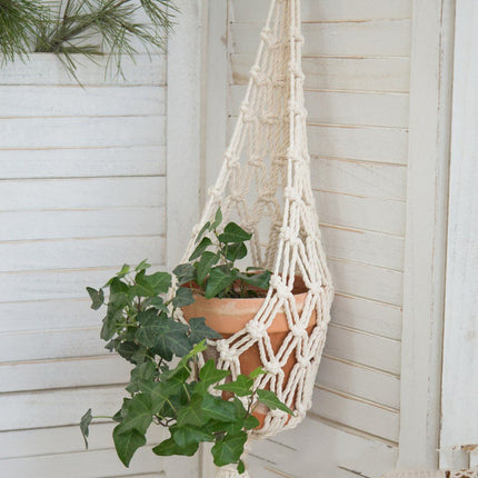 Boho Hanging Plant Holder – Handwoven Scandinavian Spider Net Bag