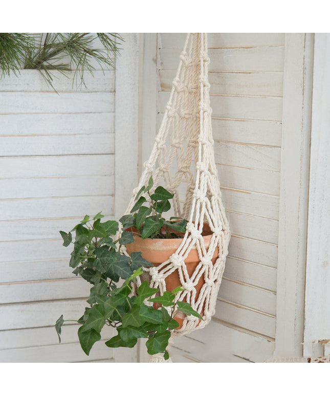 Boho Hanging Plant Holder – Handwoven Scandinavian Spider Net Bag