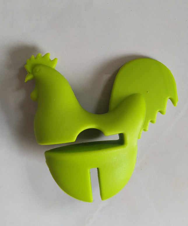 Chicken-Shaped Spill-Proof Silicone Pot Clip 🐔 – Red or Green