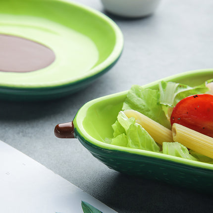 Avocado-shaped ceramic salad bowl