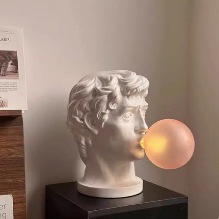 Luxury Sculpture Bust Bubble Gum Lamp – Plug-In or Rechargeable LED