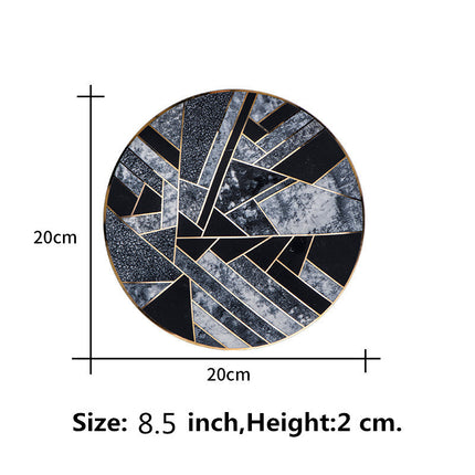 Luxury Bone China Plates – Nordic Monochrome Geometric Design with Gold Trim | 20cm or 25cm