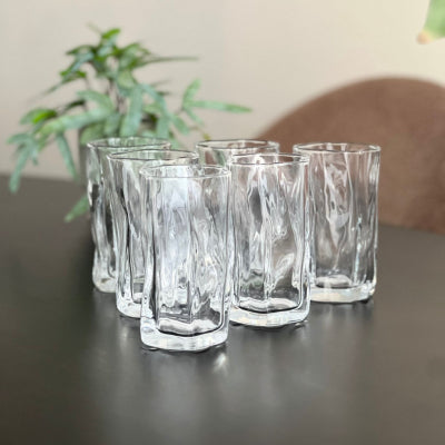 Irregular Glass Tumbler | Modern Twist Drinking Glass 275ml
