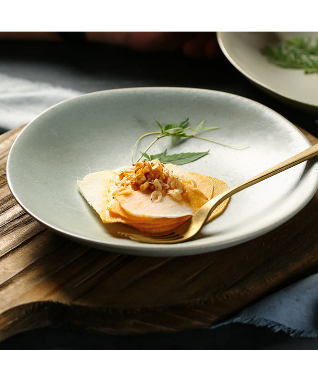 Irregular Ceramic Plate 🍽️ – Vintage Stone, Small or Large