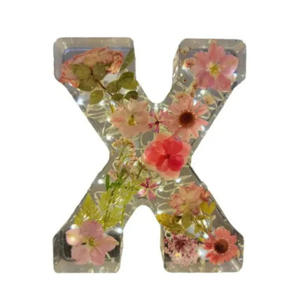 Letter Flower Transparent Flowers Resin Night Light Ornaments