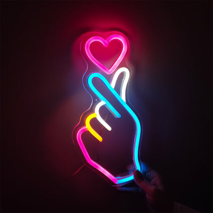 Finger Heart Neon Light | LED Acrylic Wall Décor
