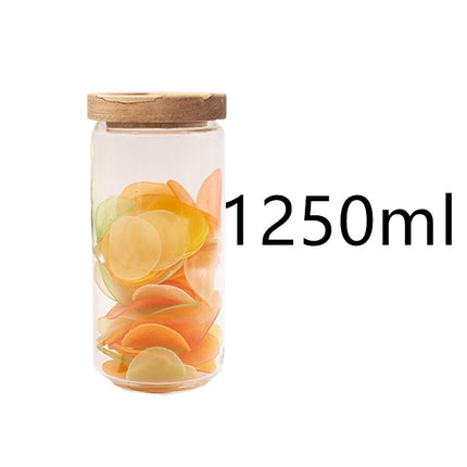 Glass Storage Jars Acacia Wood Lid Airtight Canisters