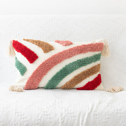 Handwoven Tufted Cushion Cover | Colourful Modern Pillow 45x45