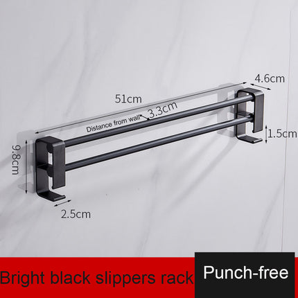Wall-Mounted Space Aluminium Shoe Rack — Matte Black (No-Drill)