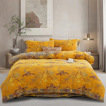 Cotton Floral Bedding Set | Jacquard 4 Piece Duvet Cover