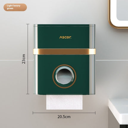 Waterproof Toilet Roll Holder & Storage Rack — Double Layer, Punch Free