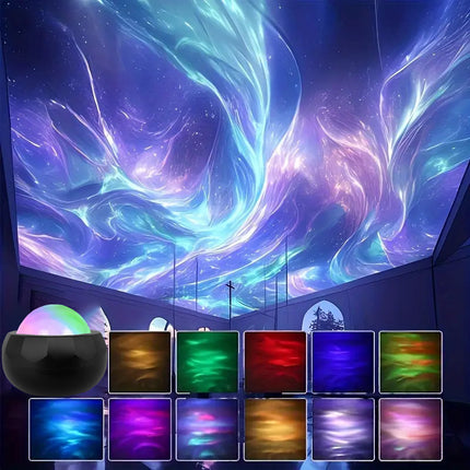 Ripple LED Projection Night Lamp – Northern Lights & Water Effect