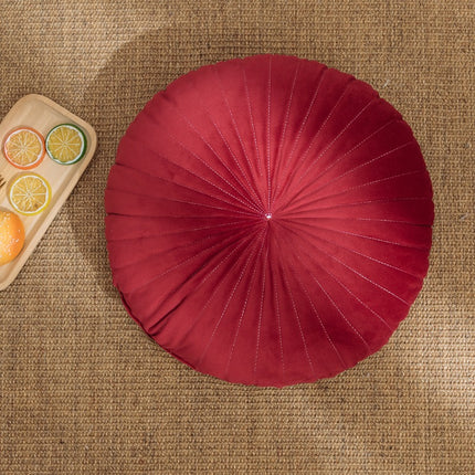 Nordic Style Khaki Round Velvet Cushion with Core – 40x40x10cm
