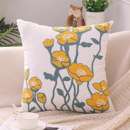 Pastoral Yellow Floral Cushion Cover – 45x45cm 🌼💛