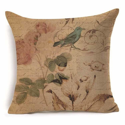 Bird Cushion Covers – Colourful Parakeet & Branch Pattern