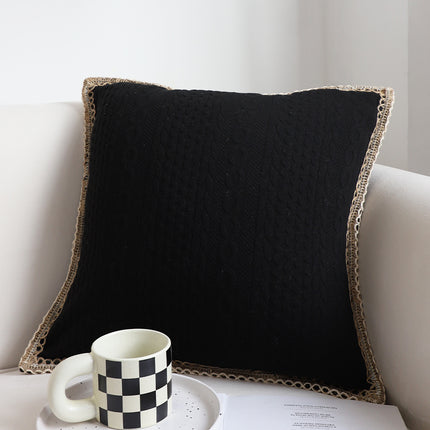 Bohemian Tufted Geometric Cushion with Core – 45x45cm | White, Beige & Black