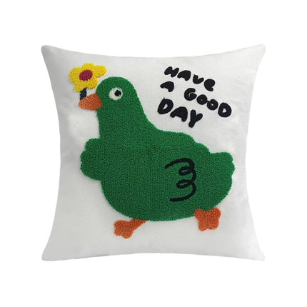 Animal Embroidered Cushion 45x45 | Decorative Animal Pillow