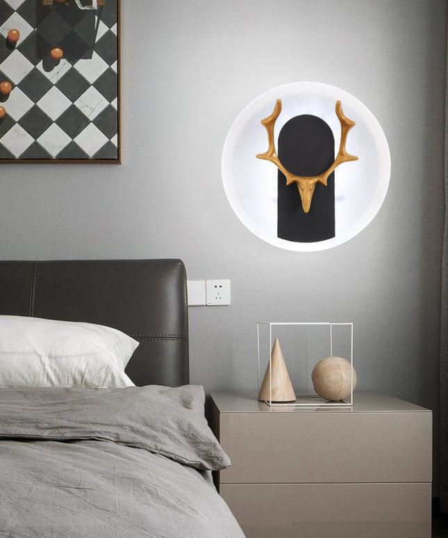 Acrylic Antlers LED Wall Light – Circle or Square Modern Decorative Lamp