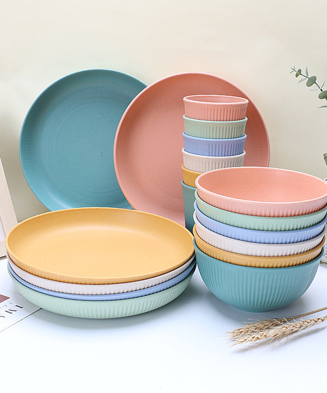 Wheat Straw Dinnerware Set | Eco Friendly Plates Bowls Cups