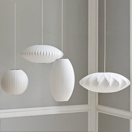 Simple Fabric Lantern Ball Chandelier Bedroom Dining Room Bar Counter Tea Room Silk Lamp