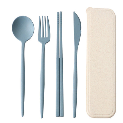 Travel Tableware Set 🍴 – Wheat Straw, 4 Colours, Eco-Friendly