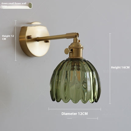 Retro Copper Glass Flower Wall Light – Single Head | Multiple Colours