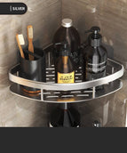 A - Single layer toughened corner shelf - silver