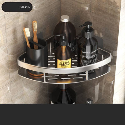 Aluminium Wall Shelf – Black & Silver Bathroom Storage | Ikeame