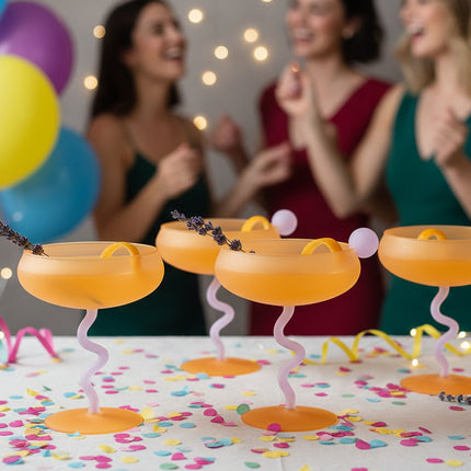 Jelly Bean Twist Cocktail Glasses 🍹 – Pink, Purple, Grey, Orange