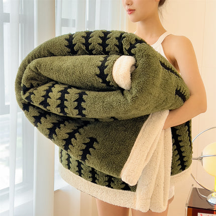 Coral Fleece Blanket | Bold Stripe Cosy Throw