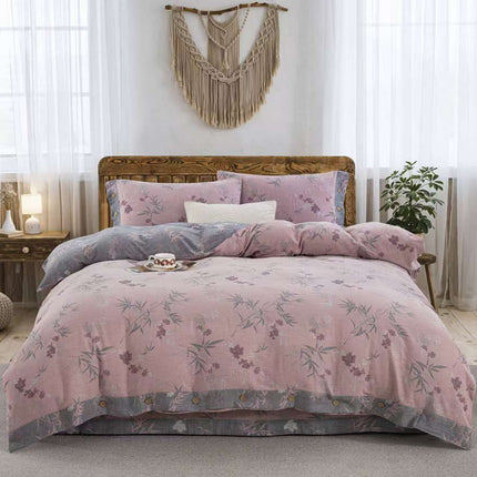 Cotton Floral Bedding Set | Jacquard 4 Piece Duvet Cover