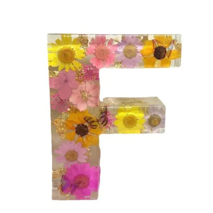 Letter Flower Transparent Flowers Resin Night Light Ornaments