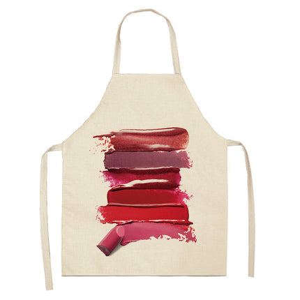 Fun Linen Kitchen Apron 🎨 – Red Brush Strokes