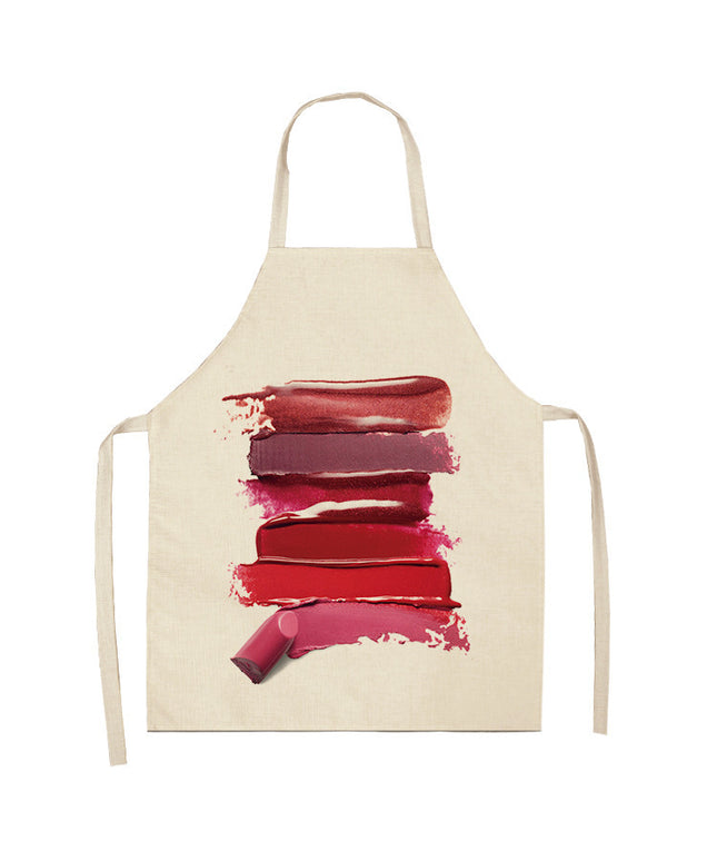 Fun Linen Kitchen Apron 🎨 – Red Brush Strokes