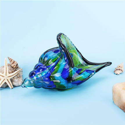 Glass Conch Shell Ornament | Blue Green Coastal Décor