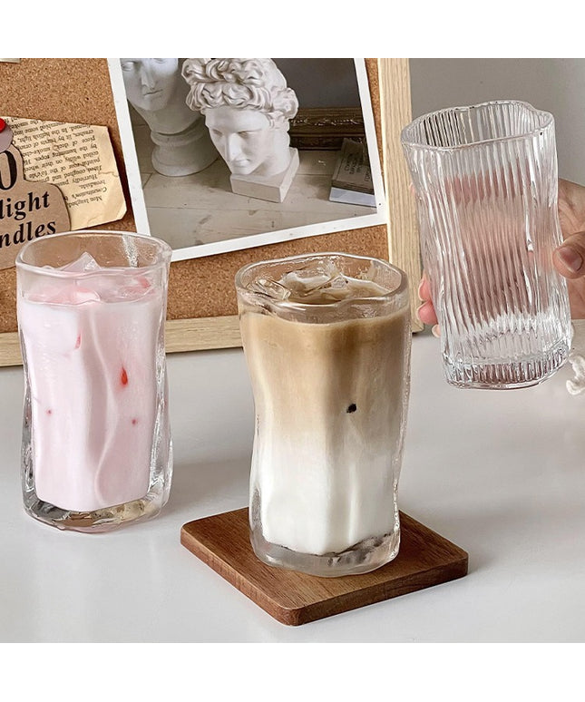 Irregular Glass Tumbler | Modern Twist Drinking Glass 275ml