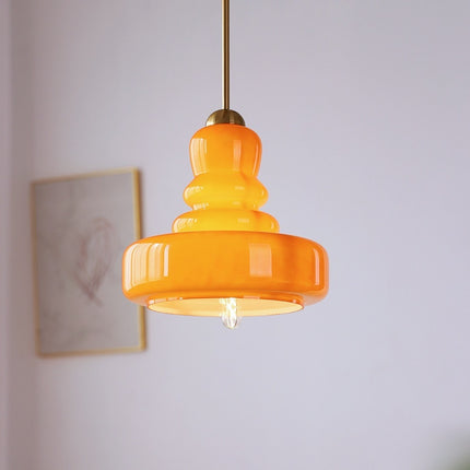 Colourful French-Style Gourd Droplight – Copper or Wrought Iron Fixture