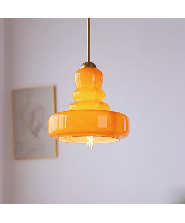 Colourful French-Style Gourd Droplight – Copper or Wrought Iron Fixture