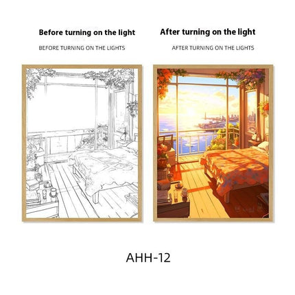 Decorative Painting Small Night Lamp Creative Photo Frame Table Decoration