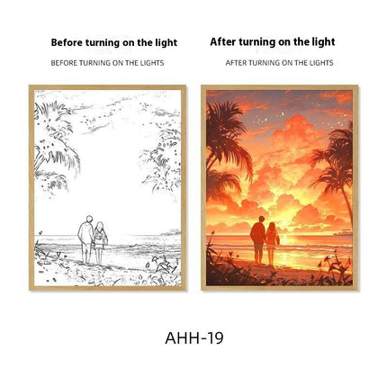 Decorative Painting Small Night Lamp Creative Photo Frame Table Decoration