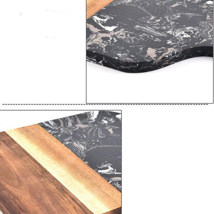 Marble & Acacia Wood Serving Board with Handle – White or Black
