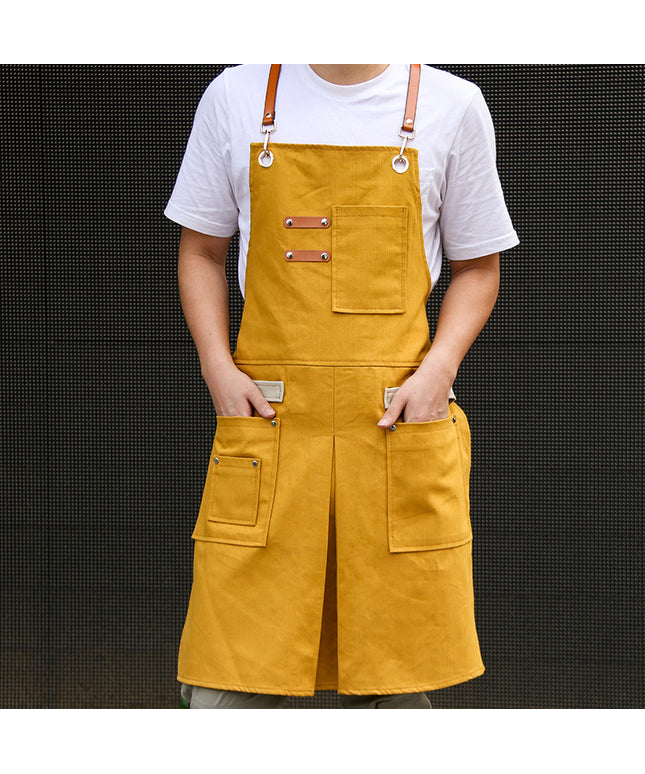 Utility Apron with Pockets – Full Body | Gardening & Kitchen | Yellow, Black, Green, Brick