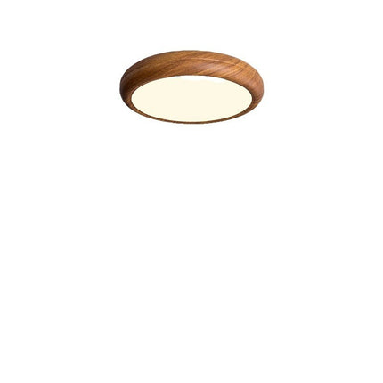 Circular Walnut Wooden LED Ceiling Light – Modern Minimalist Lamp