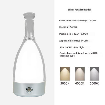 Portable Wine Decanter Lamp – LED Touch Dimming Light with Optional Leather Strap (8 Base Colours)