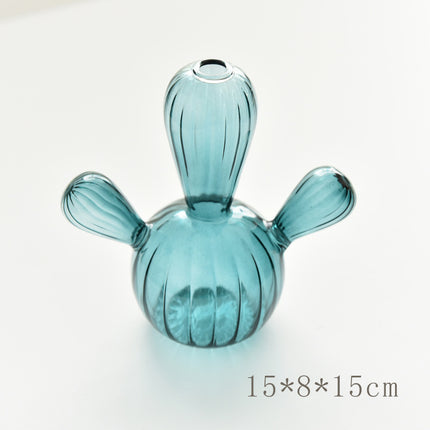 Glass Cactus Vase – Playful Décor in Elegant Blue & Green