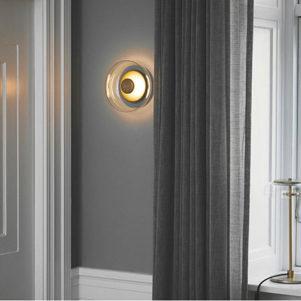 Modern Glass Wall Lamp – Black or Gold with Transparent, Amber, or Smoky Grey