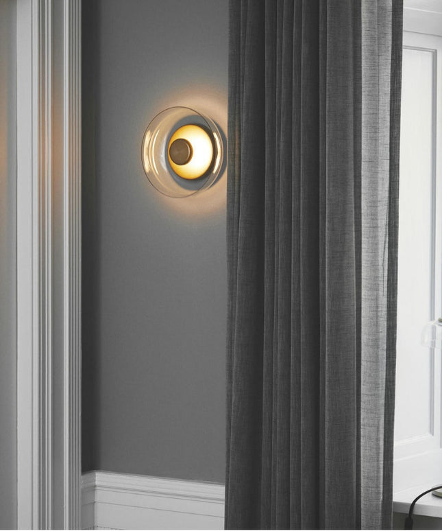 Modern Glass Wall Lamp – Black or Gold with Transparent, Amber, or Smoky Grey
