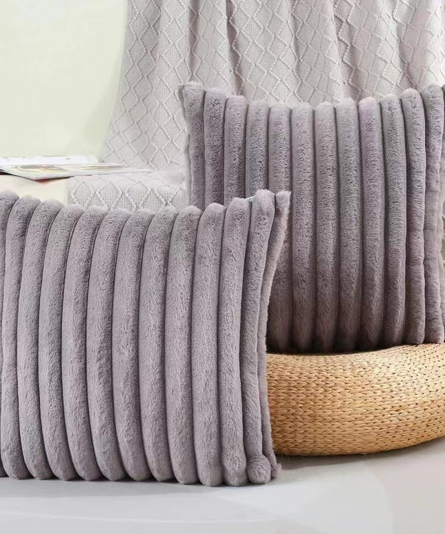 Green Corduroy Cushion Cover | Plush Vertical Stripe Pillow Cover